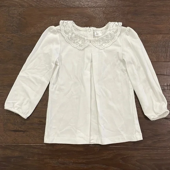 H&M Shirts Tops Hm Baby Girl White Lace Peter Pan Collar